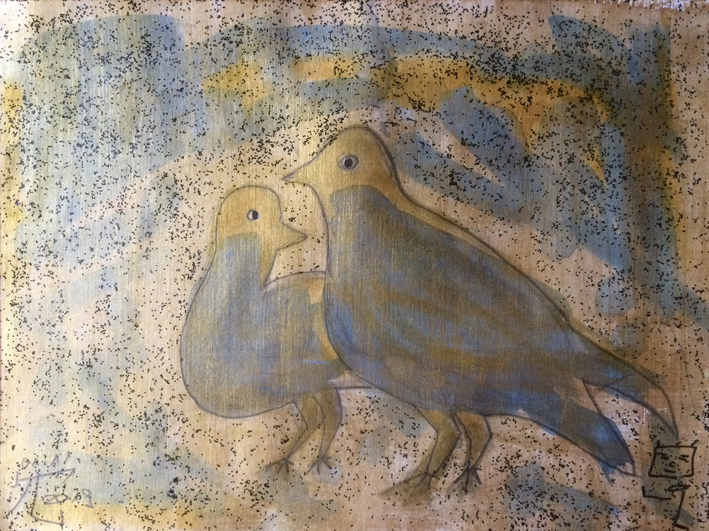 Tauben im Frack, 18x24cm, Acryl auf Hahnemühle Papier 230g, 2019